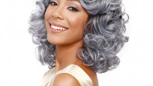 Gray silver black granny trending hair