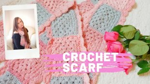 Crochet Granny Square Scarf Easy Free Pattern